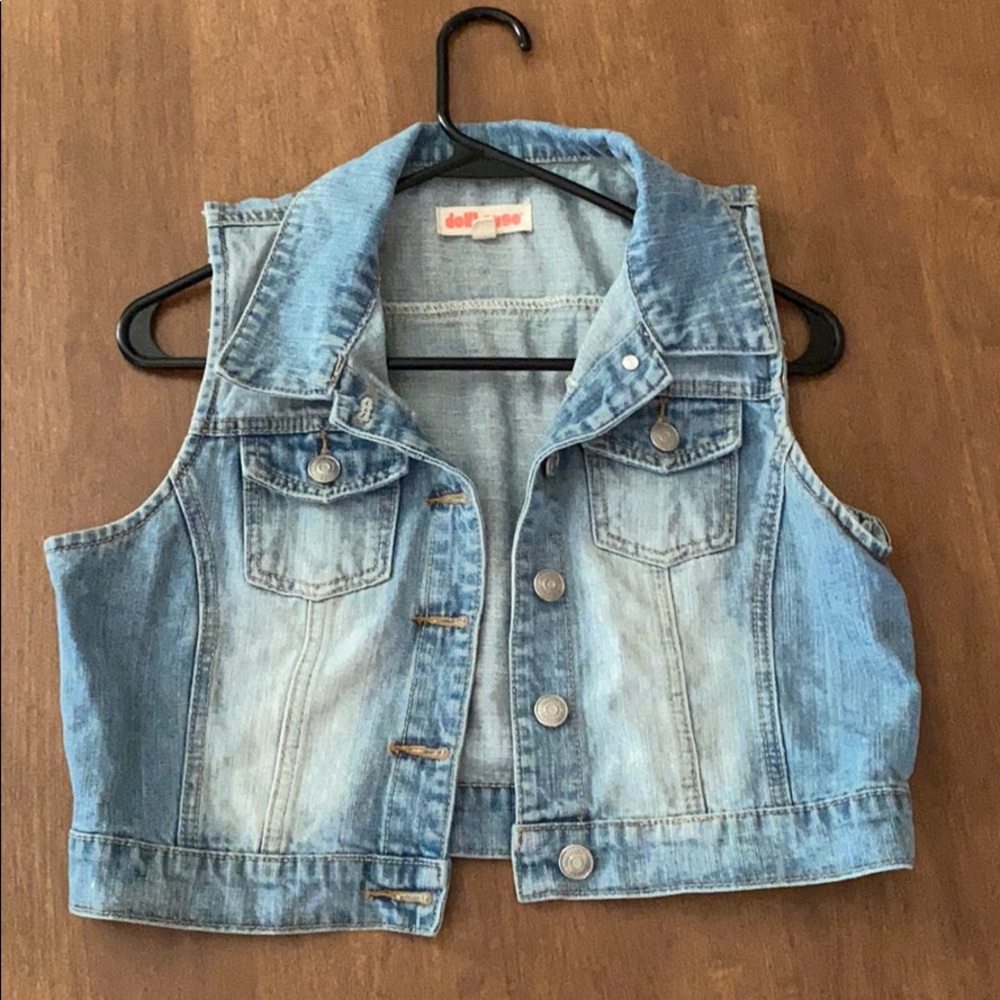 Cropped jean vest